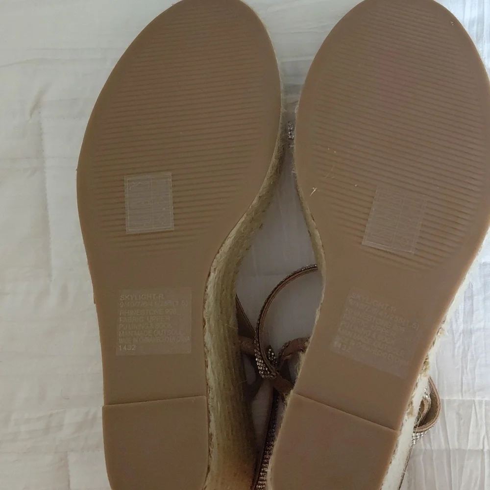 STEVE MADDEN Jute Rhinestone Wedge Sandals 7.5 - Picture 3 of 3